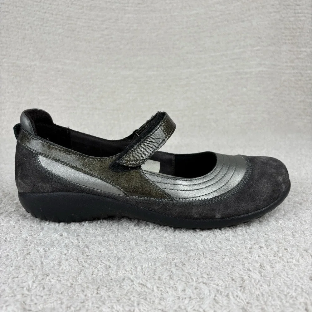 Naot Shoes Womens 41 US 10 Kirei Mary Jane Gray Hook & Loop Comfort Round Toe‎